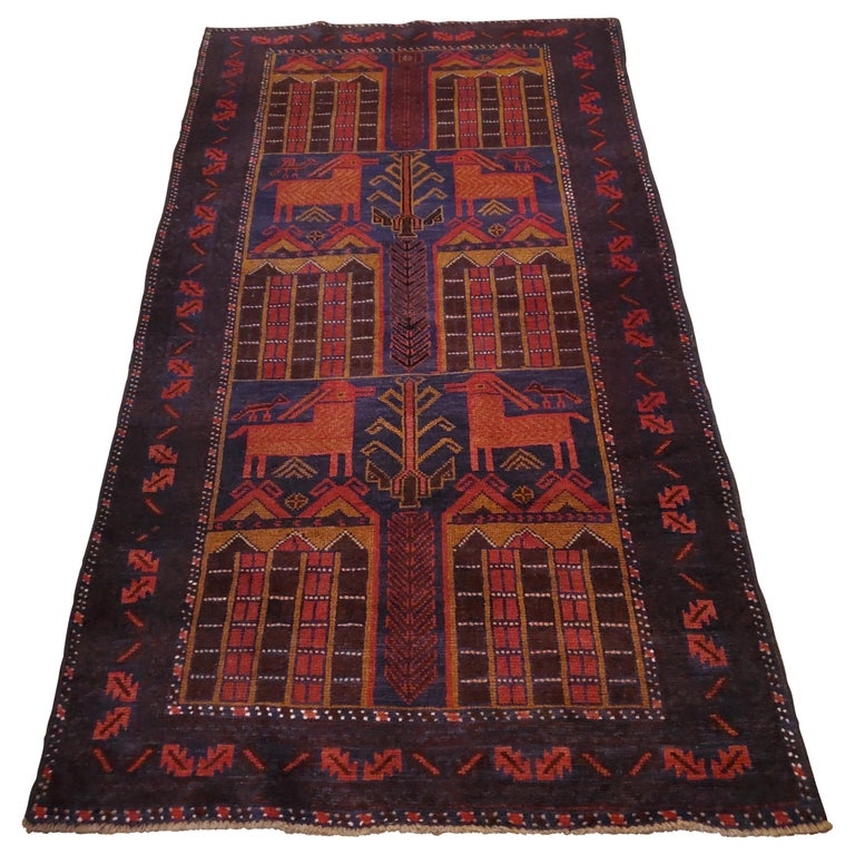 Medium to Large Size Afghan Area Carpet / Rug, Colorful / 11NO For Sale