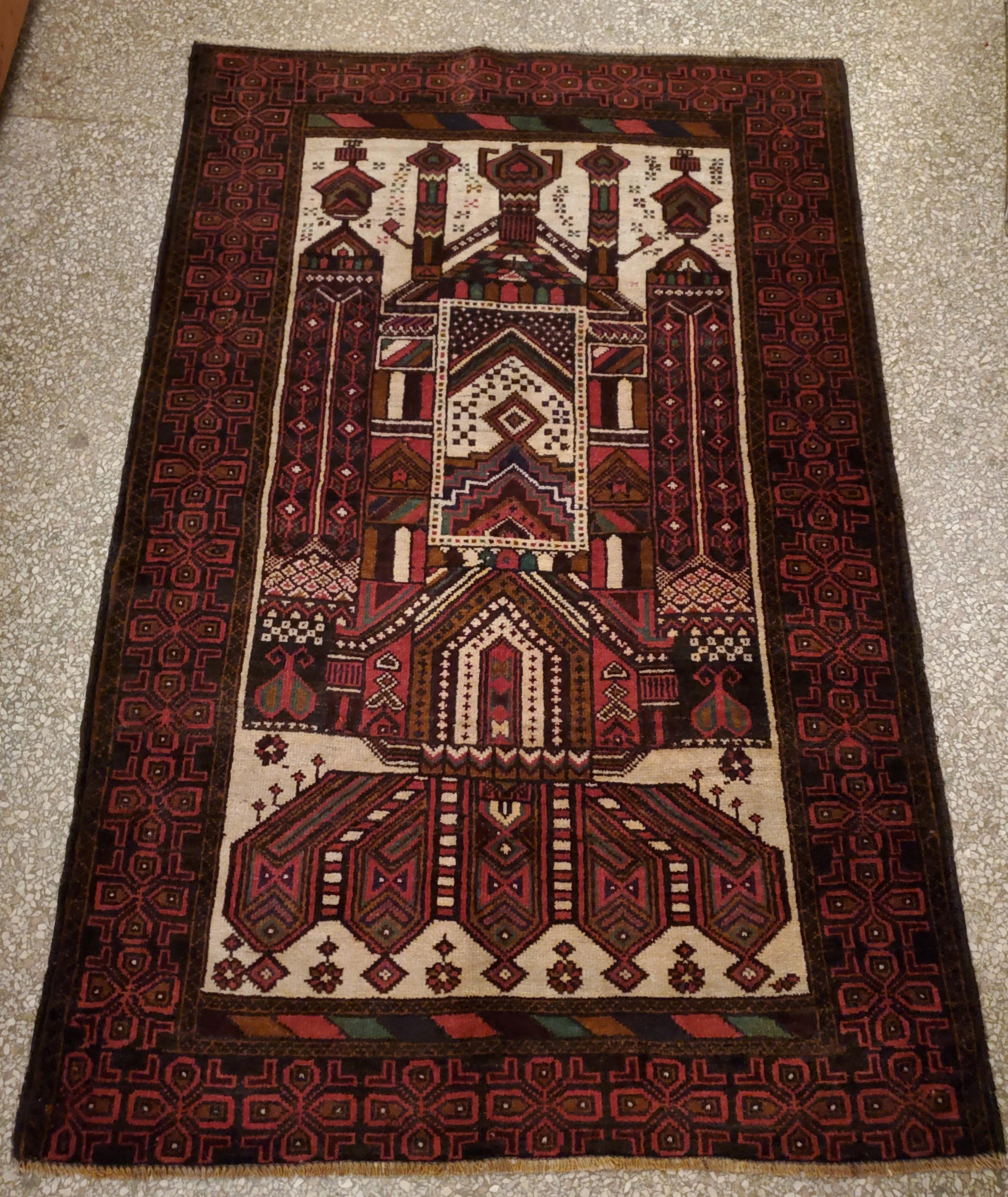 Wool Medium to Large Size Afghan Area Carpet / Rug, Colorful / 372 For Sale