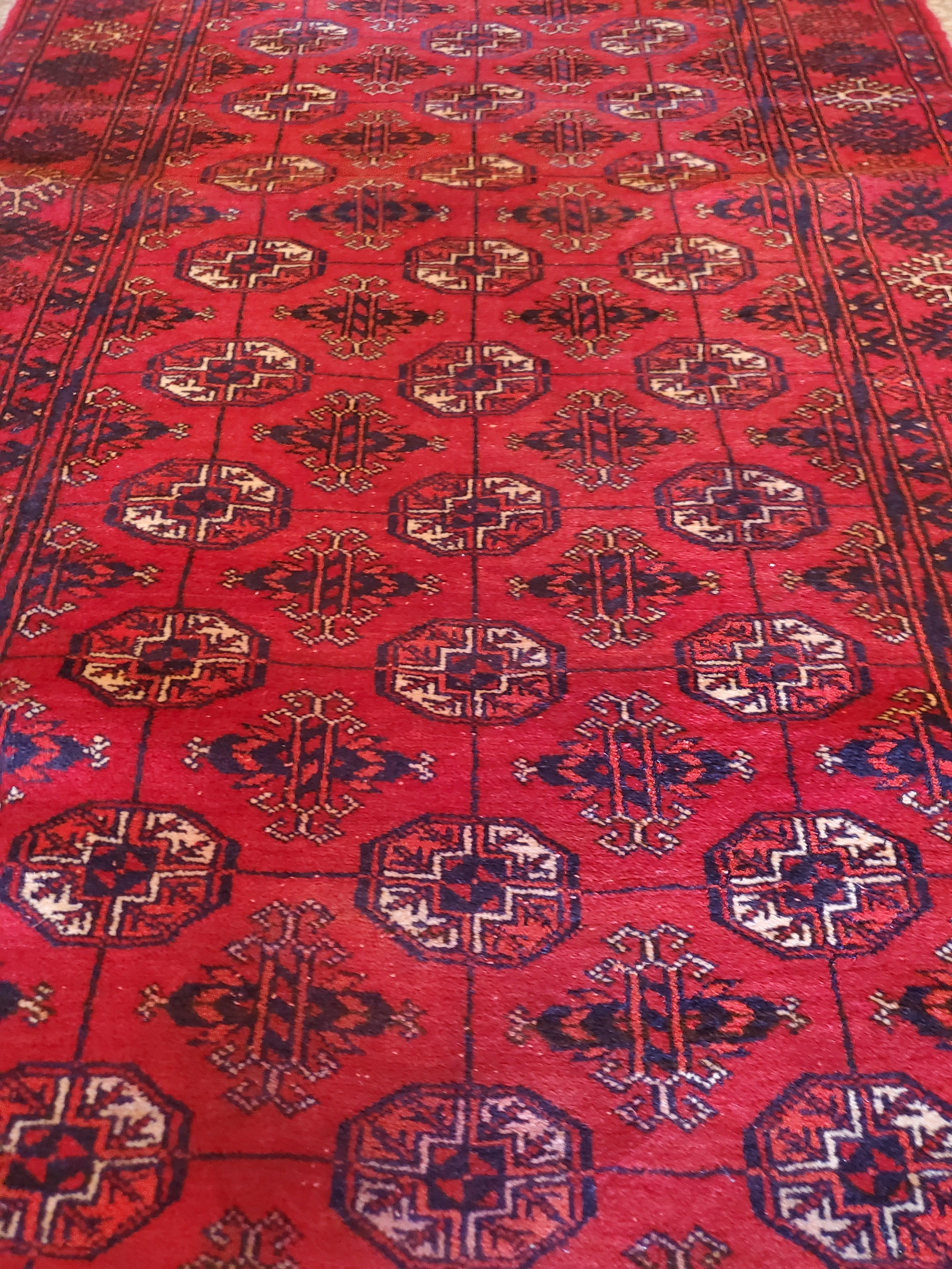 We carry some of the best Afghan carpets and rugs, and if you are willing to give your room a colorful new look with one of our stunning carpets, we are here to help. This one measures approximately 68