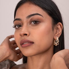 Medium Triple Row Waterfall Pearl Hoops In Gold