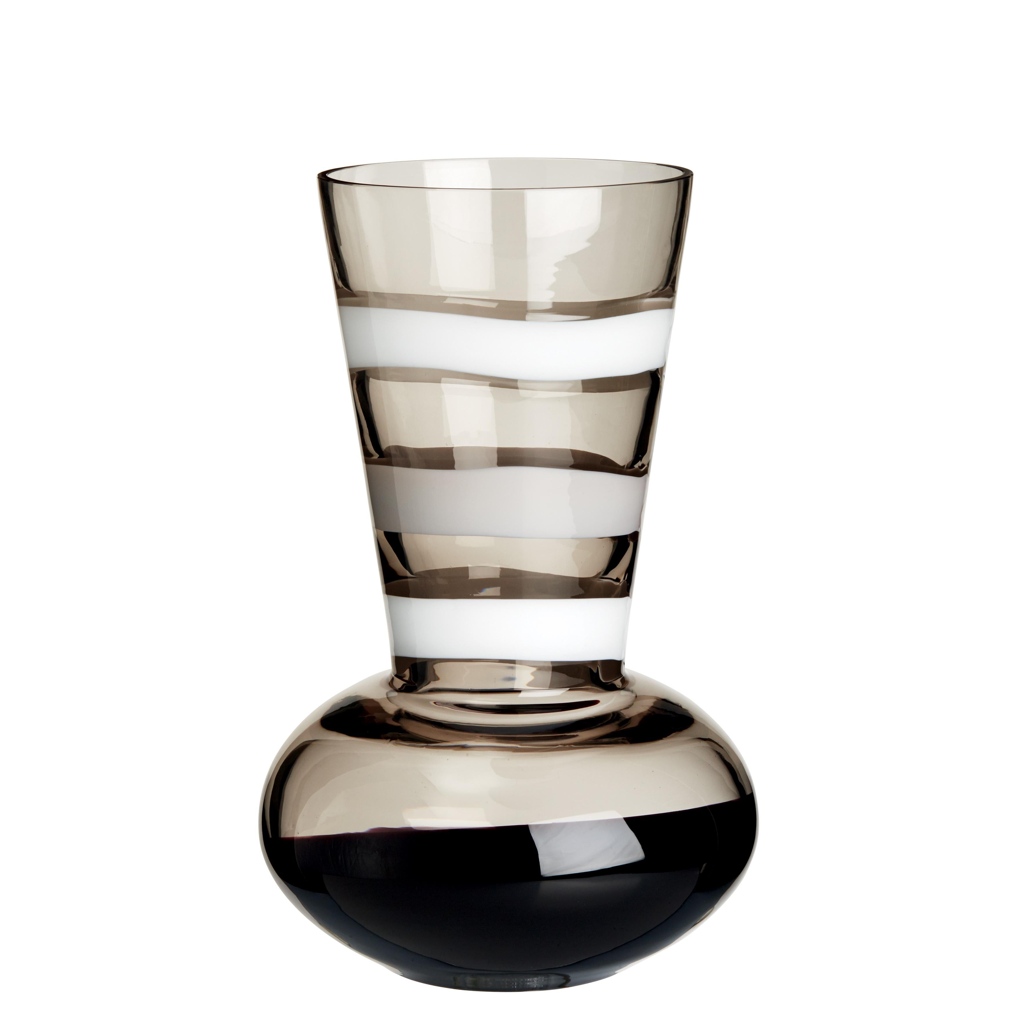 Medium Troncosfera Vase in White, Grey and Black by Carlo Moretti For Sale