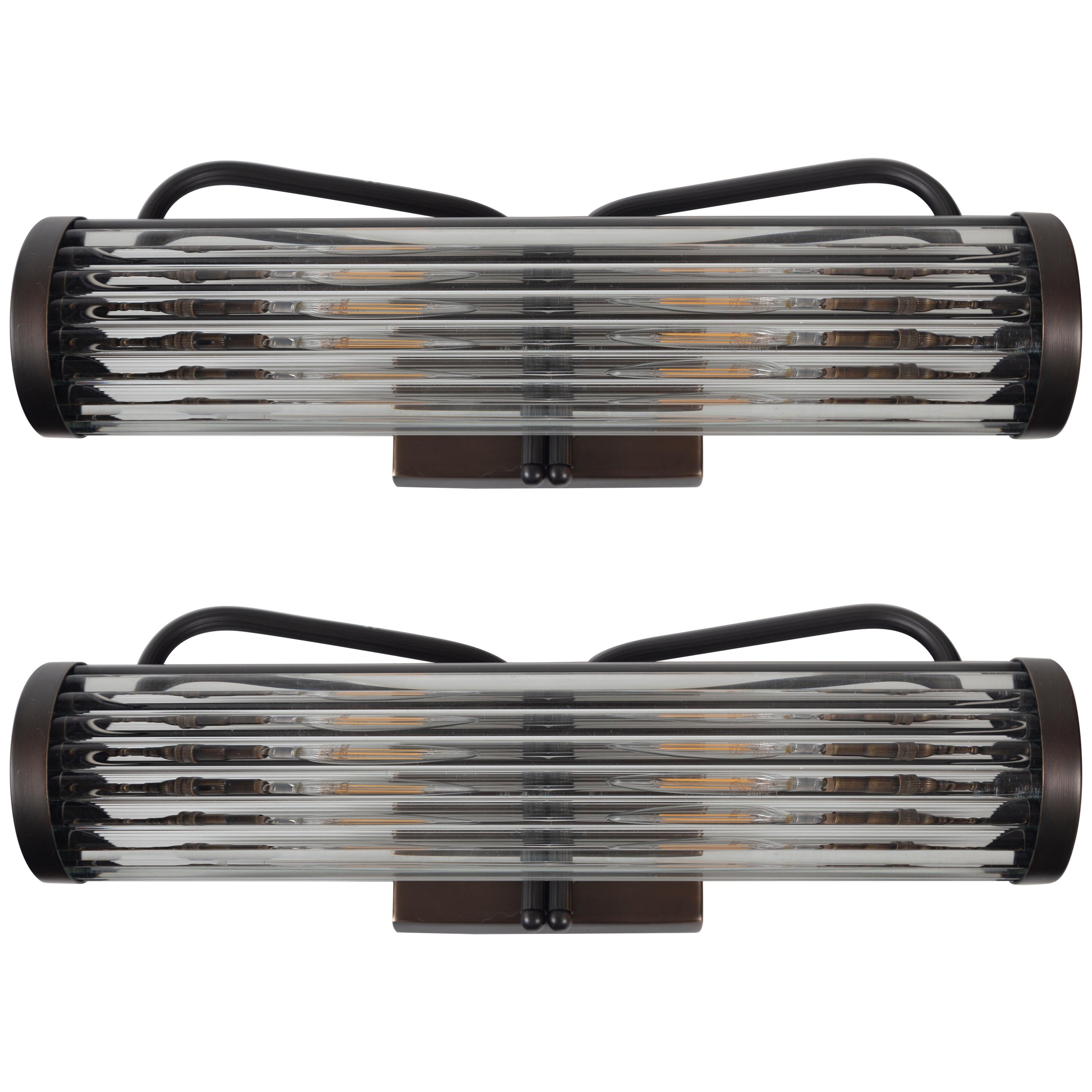 Medium Venini Style Picture Wall Lights in Bronze, Contemporary