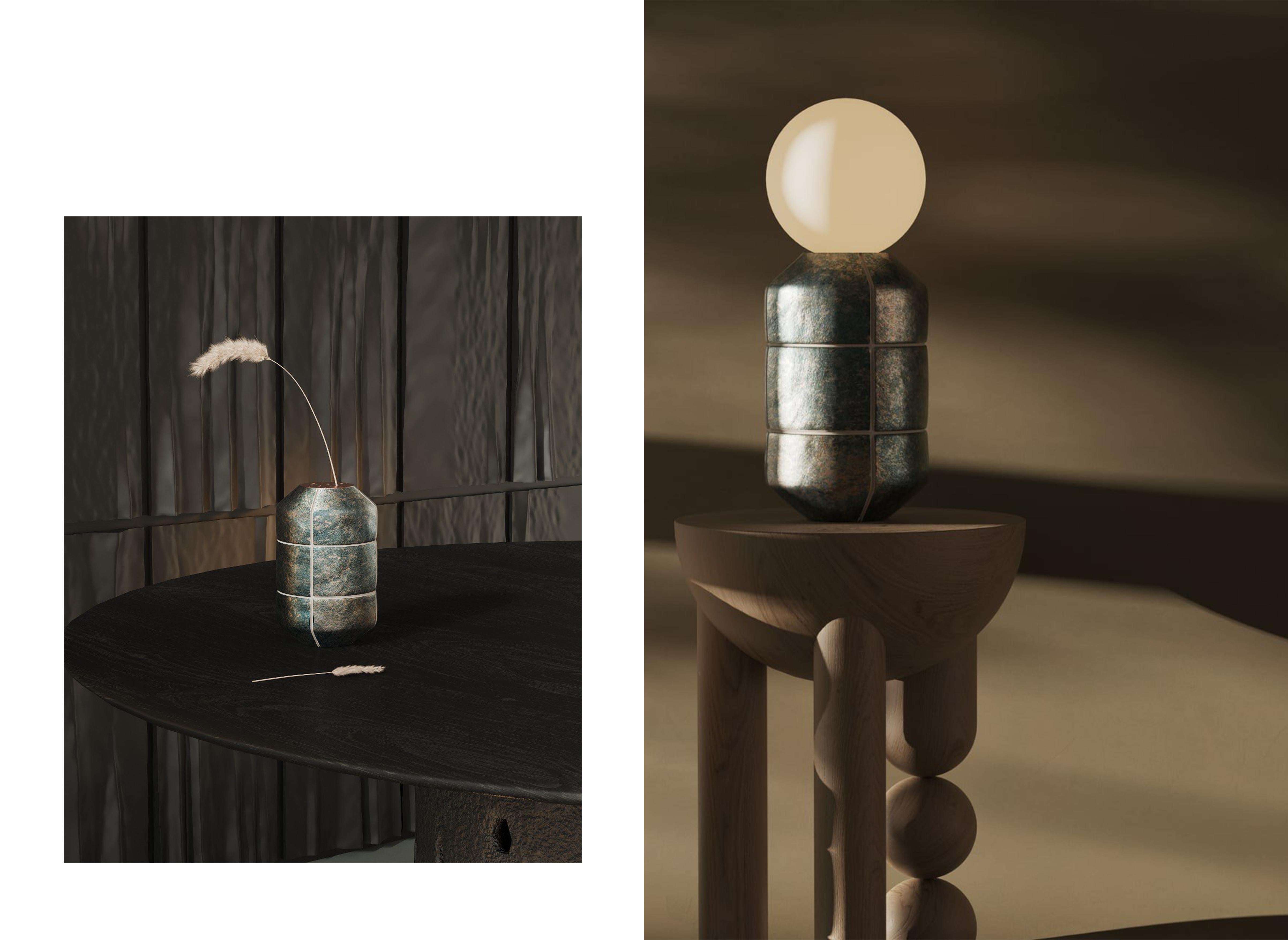 Große organische moderne Keramiklampe, brutalistische wabi sabi-Leuchte, Mid-Century Modern (21. Jahrhundert und zeitgenössisch) im Angebot