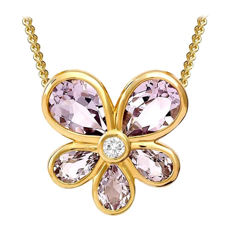 Medium Viola Necklace Pendant in Yellow Gold and Amethyst For Sale