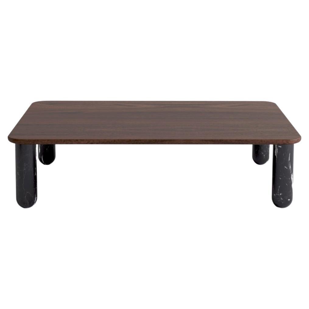 Medium Walnut and Black Marble "Sunday" Coffee Table, Jean-Baptiste Souletie For Sale