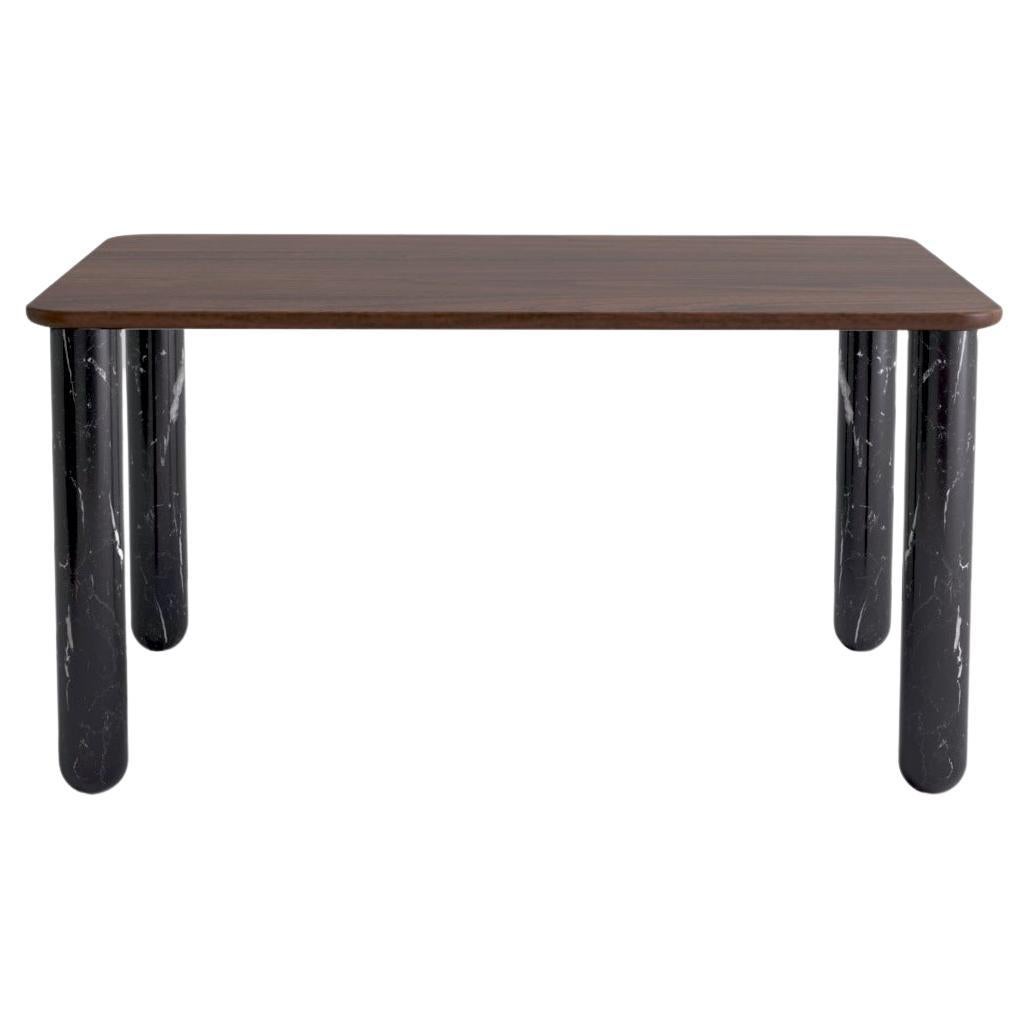 Medium Walnut and Black Marble "Sunday" Dining Table, Jean-Baptiste Souletie For Sale