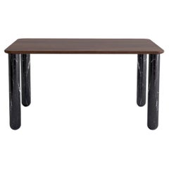 Medium Walnut and Black Marble "Sunday" Dining Table, Jean-Baptiste Souletie