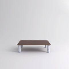 Medium Walnut and White Marble "Sunday" Coffee Table, Jean-Baptiste Souletie