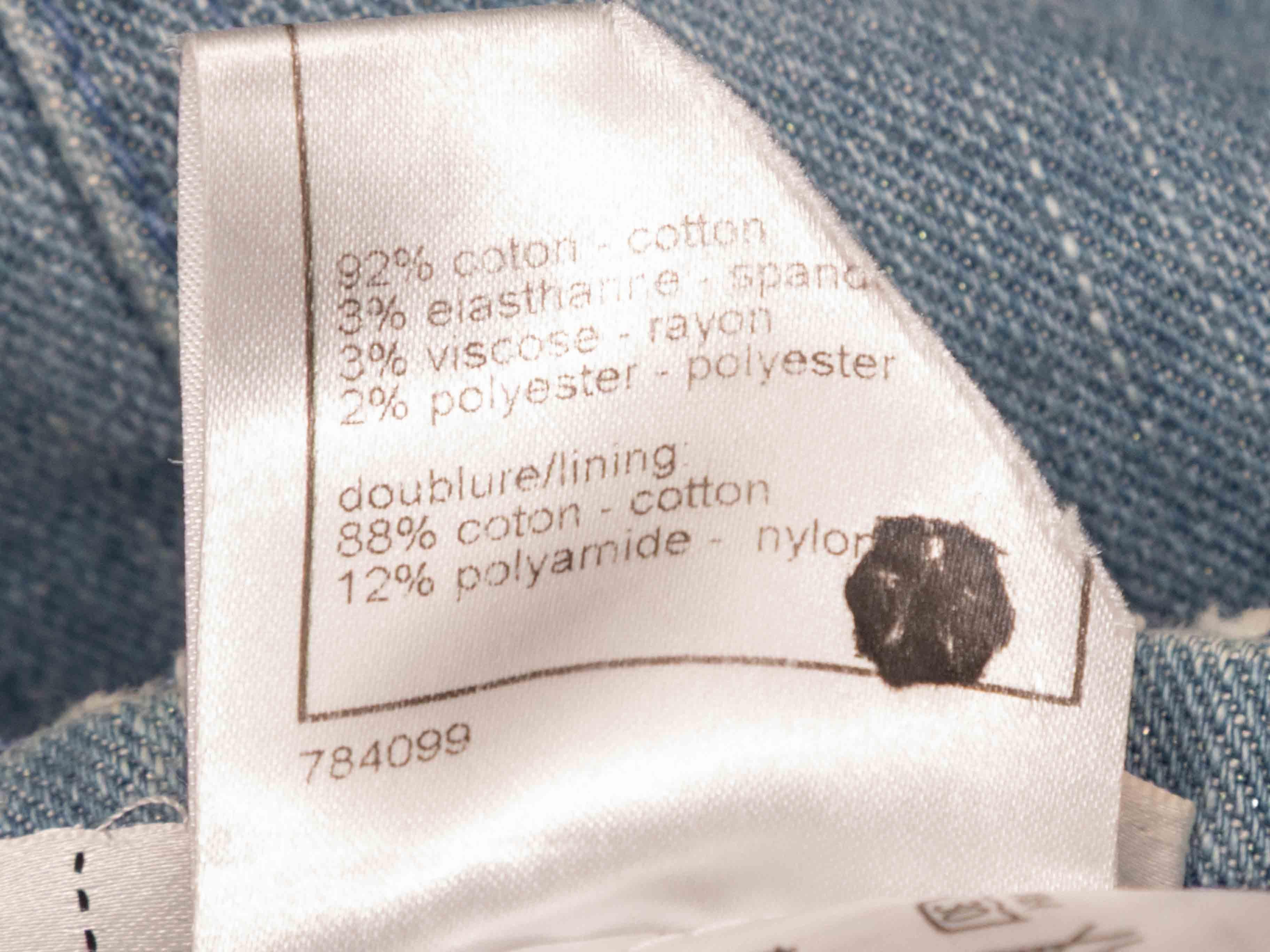 Medium Wash Chanel Distressed Denim Rock Größe US S Damen im Angebot
