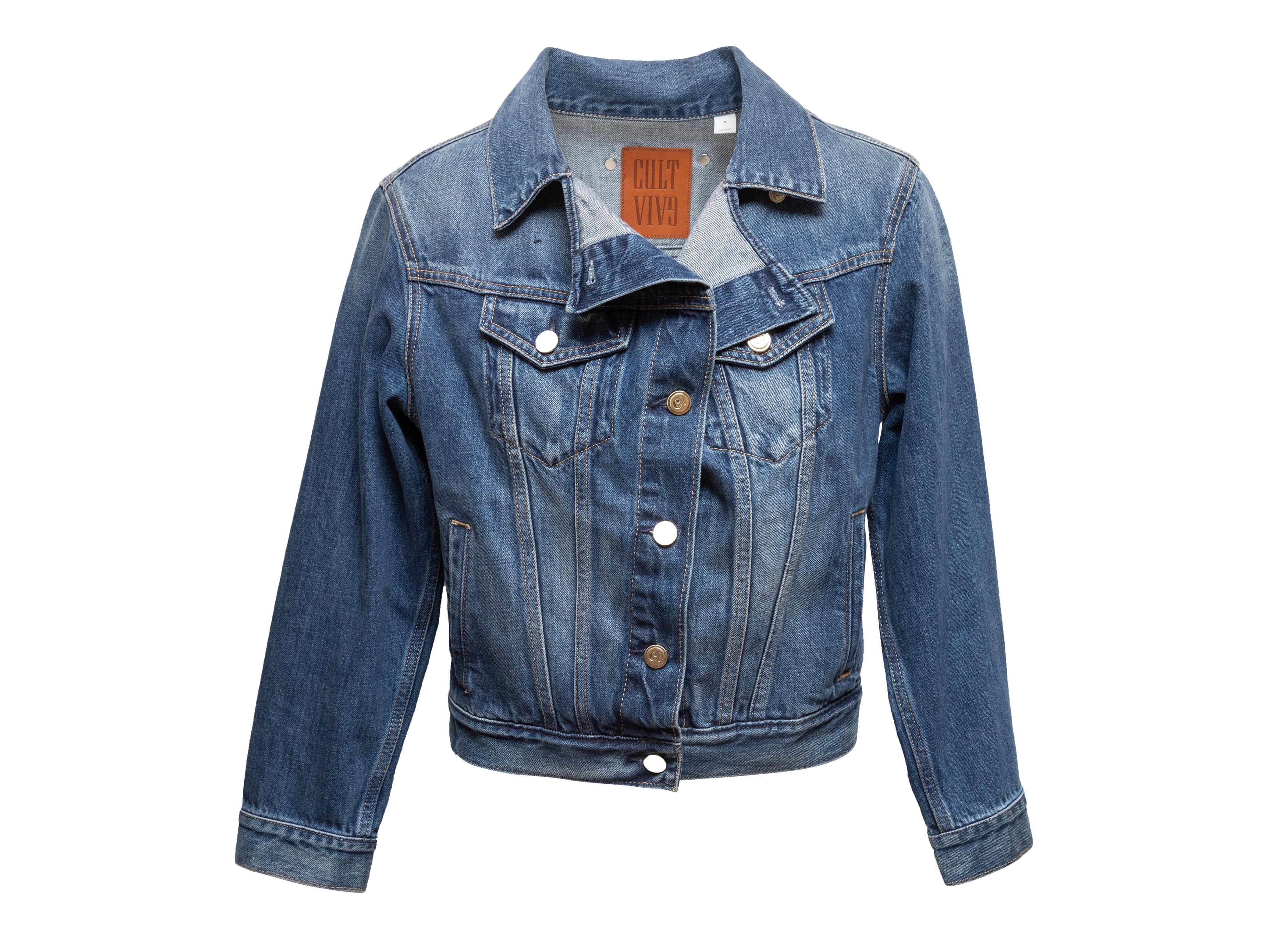 Donna Giacca di jeans asimmetrica Cult Gaia a lavaggio medio, taglia US M. in vendita