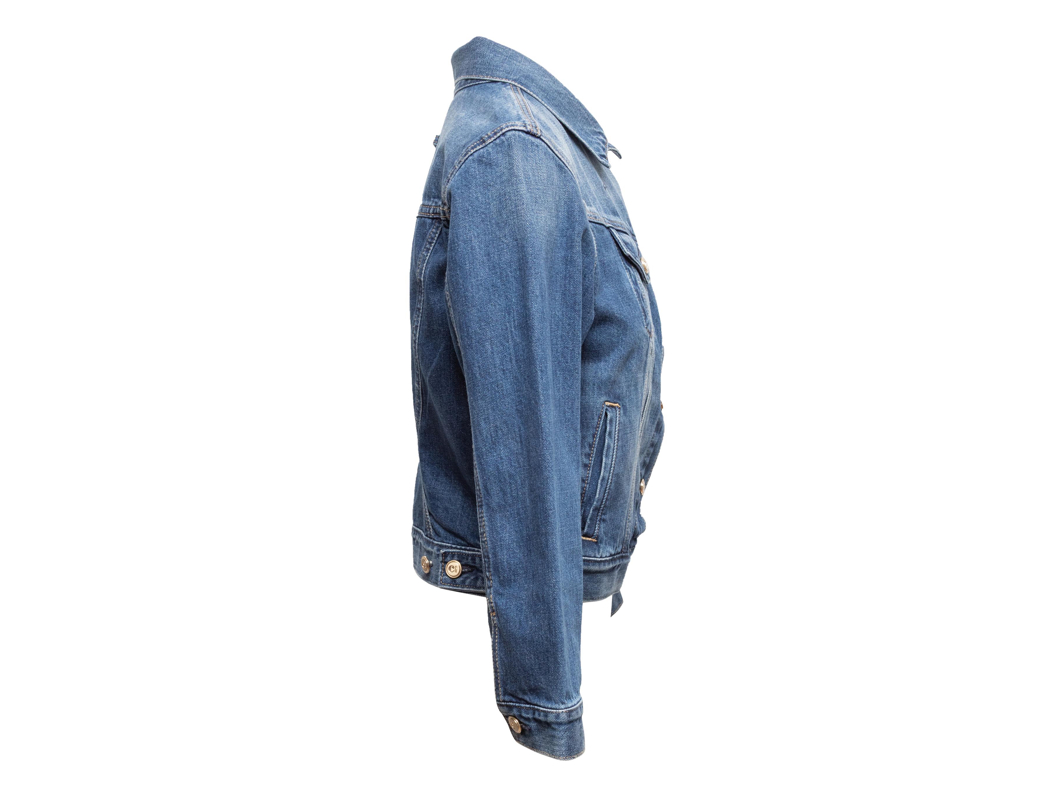 Giacca di jeans asimmetrica Cult Gaia a lavaggio medio, taglia US M. in vendita 1