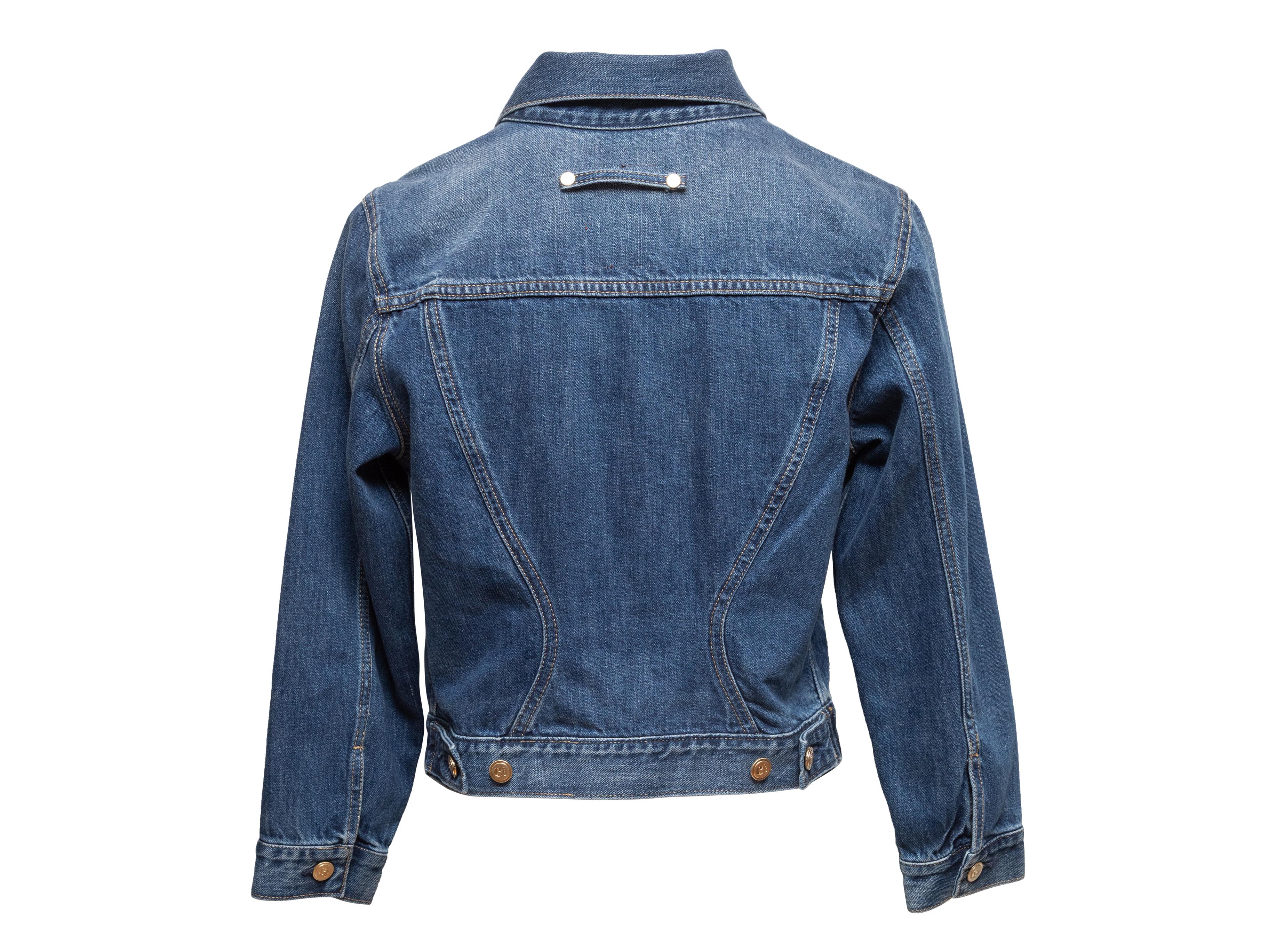 Giacca di jeans asimmetrica Cult Gaia a lavaggio medio, taglia US M. in vendita 2