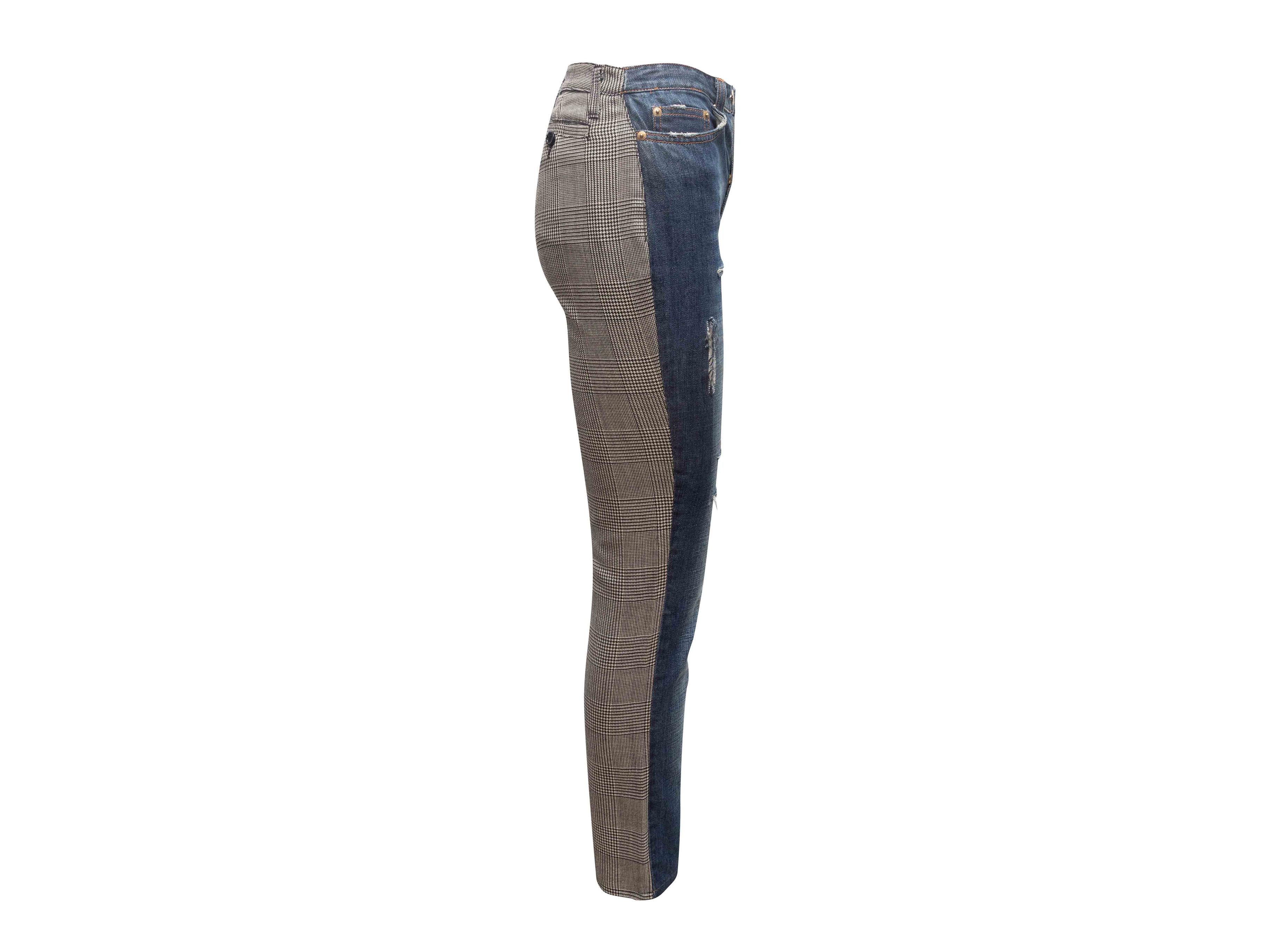 Pantalon patchwork Denim & Glen Plaid D&G moyennement délavé Taille IT 42 Bon état - En vente à New York, NY