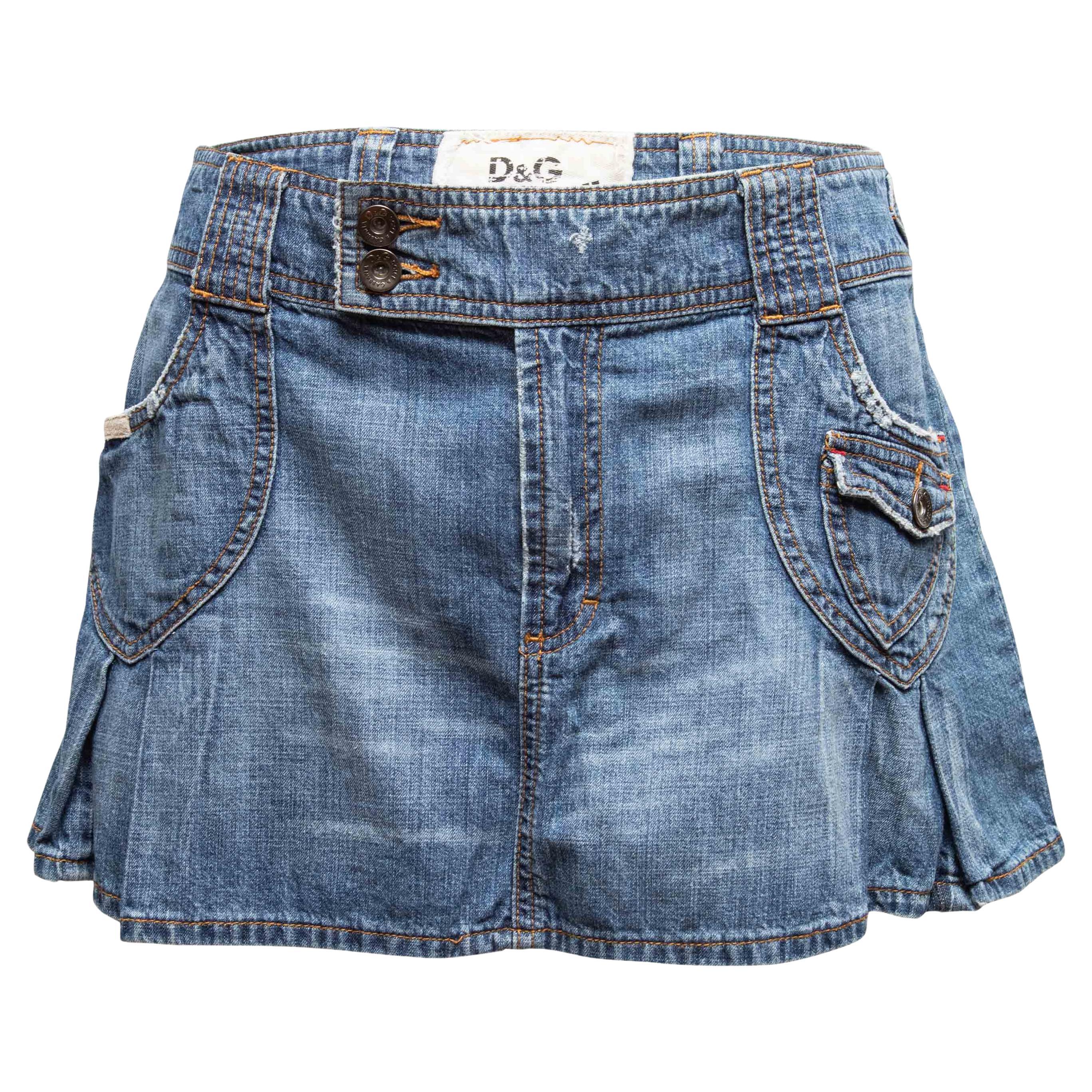 Medium Wash Dolce & Gabbana Denim Minirock Größe IT 44