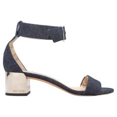 Medium Wash Jimmy Choo Denim Ankle Strap Heeled Sandals Size 37.5