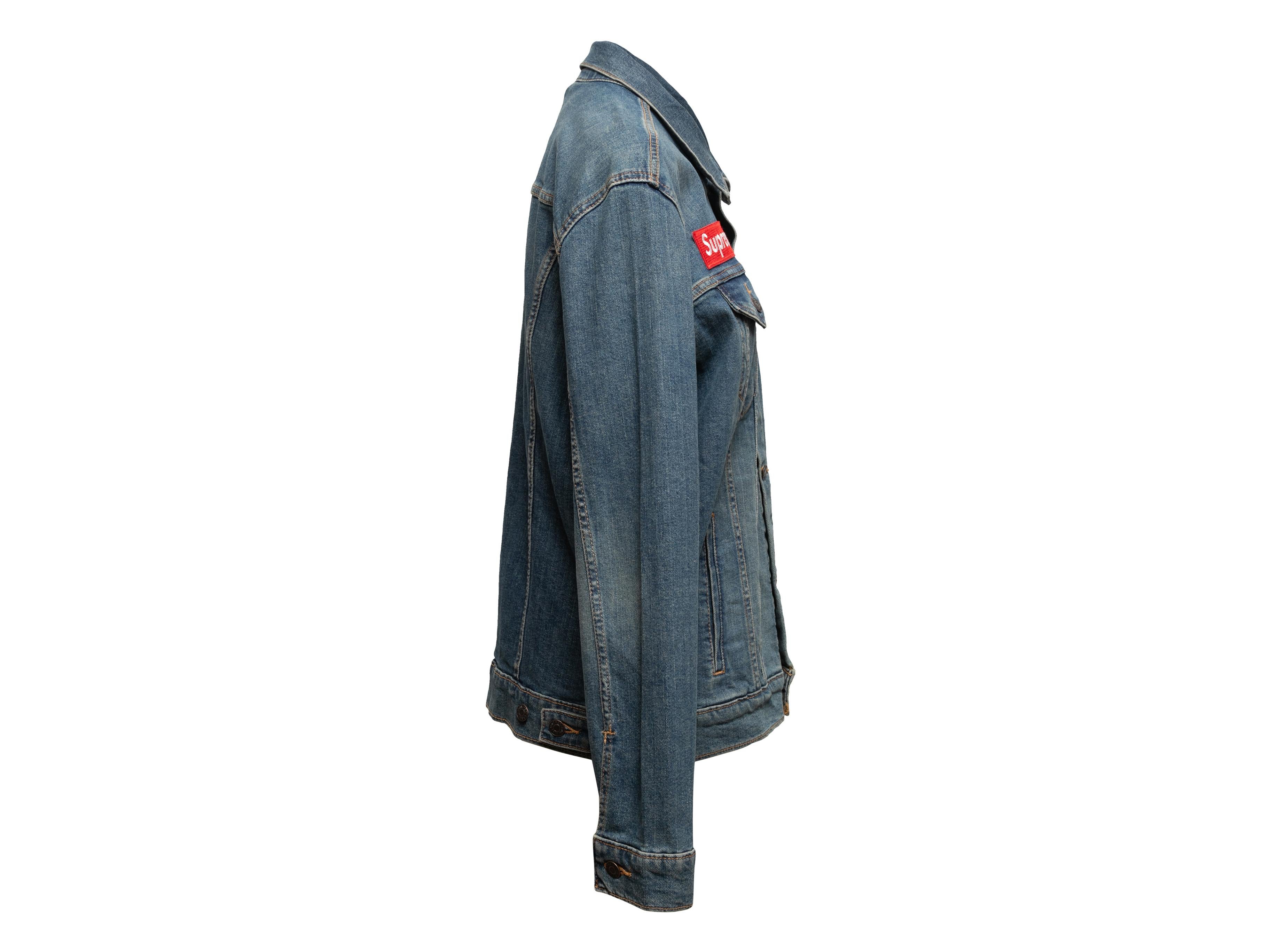 Medium Wash Levi's x Supreme Denim Patch Jacket Size US M For Sale 1
