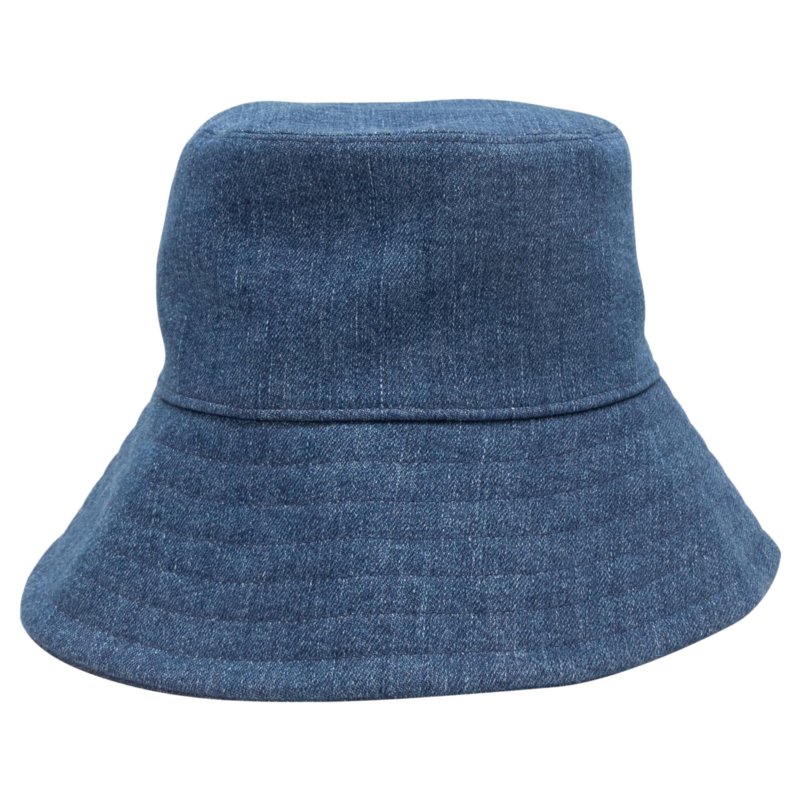 Medium Wash Loro Piana Denim Bucket Hat Size M For Sale