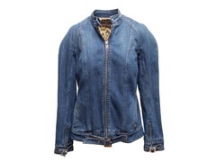 Medium Wash Roberto Cavalli Denim Moto Jacket