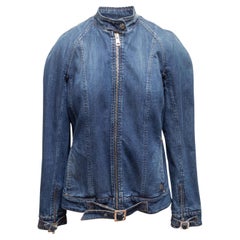 Medium Wash Roberto Cavalli Denim Moto Jacket