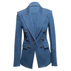 Medium Wash Veronica Beard Denim Double-Breasted Blazer Size US 2