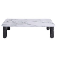 Table basse moyenne "Sunday" en marbre blanc et noir, Jean-Baptiste Souletie