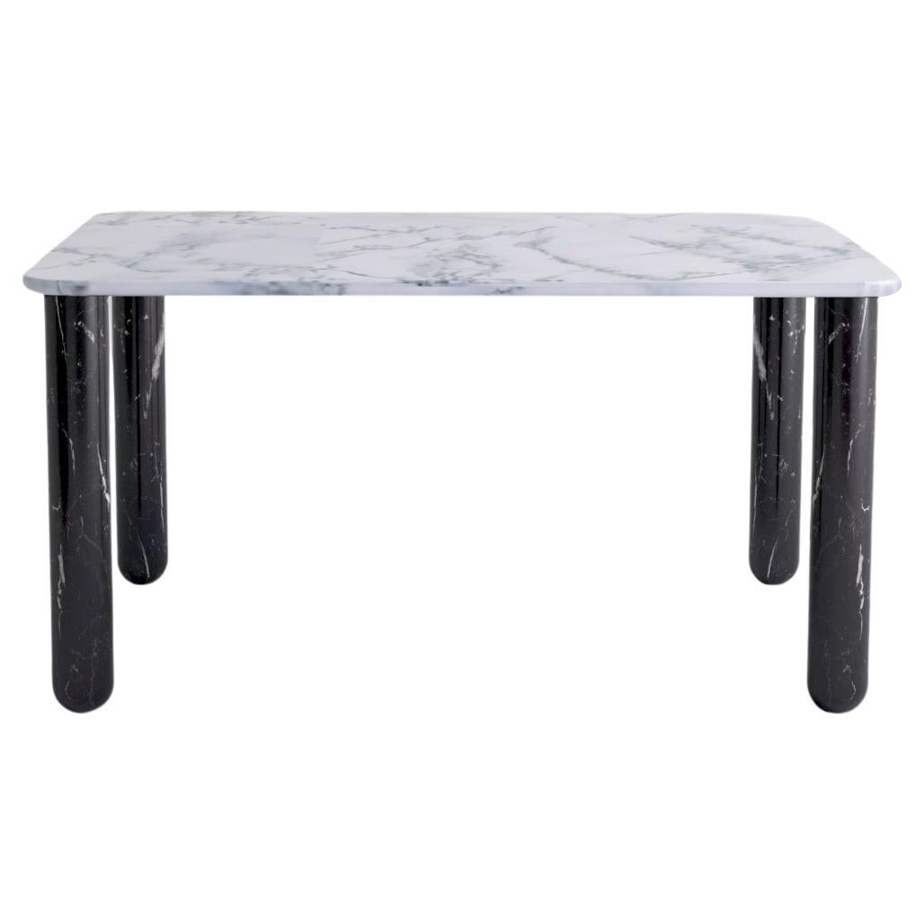 Mesa de comedor mediana "Sunday" de mármol blanco y negro, Jean-Baptiste Souletie