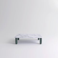 Medium White and Green Marble "Sunday" Coffee Table, Jean-Baptiste Souletie