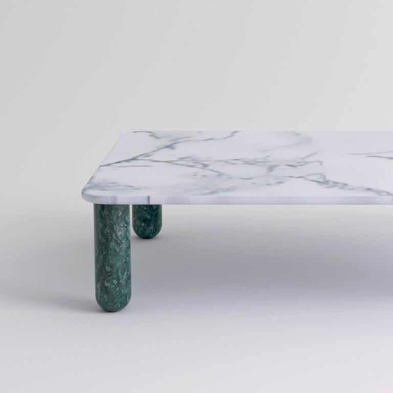 Moderne Table basse « Sunday » en marbre blanc et vert de taille moyenne, Jean-Baptiste Souletie en vente