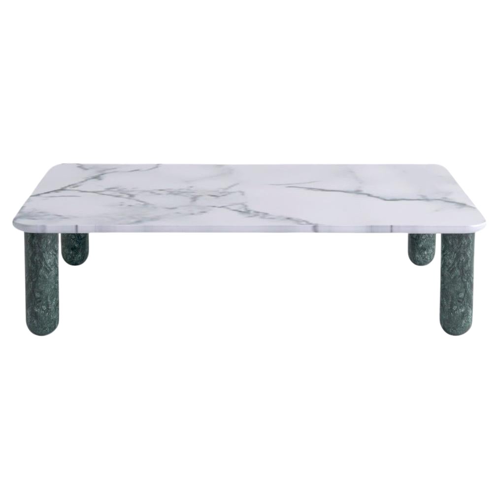 Table basse « Sunday » en marbre blanc et vert de taille moyenne, Jean-Baptiste Souletie