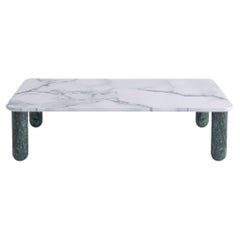 Medium White and Green Marble "Sunday" Coffee Table, Jean-Baptiste Souletie