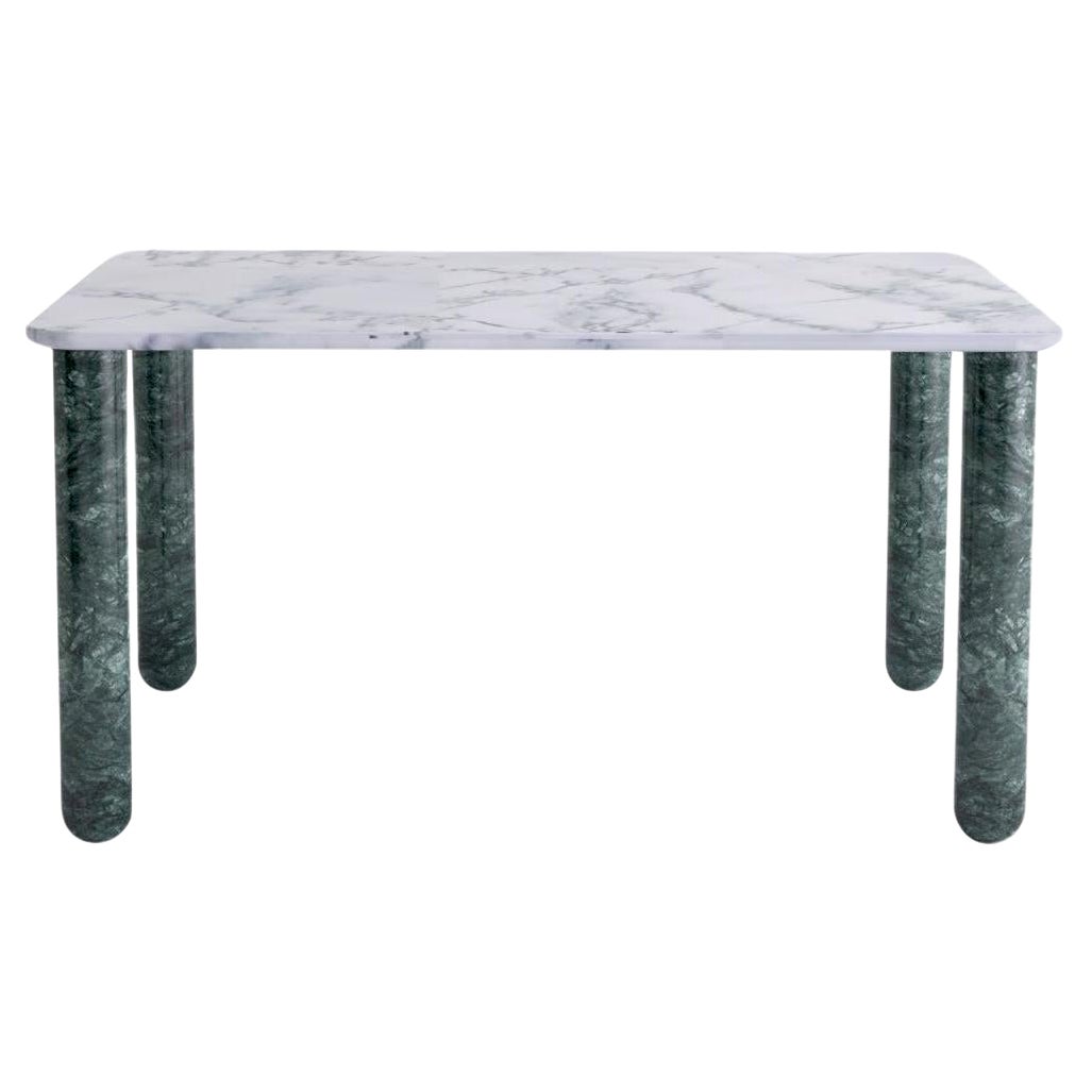 Mesa de comedor mediana "Sunday" de mármol blanco y verde, Jean-Baptiste Souletie