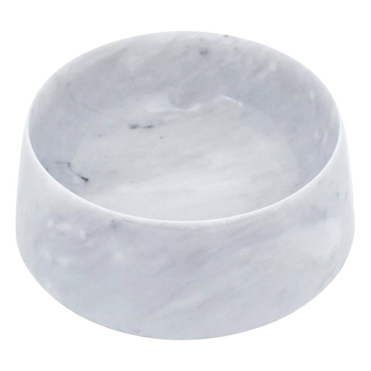 Medium White Carrara Marble Cats / Dogs Bowl