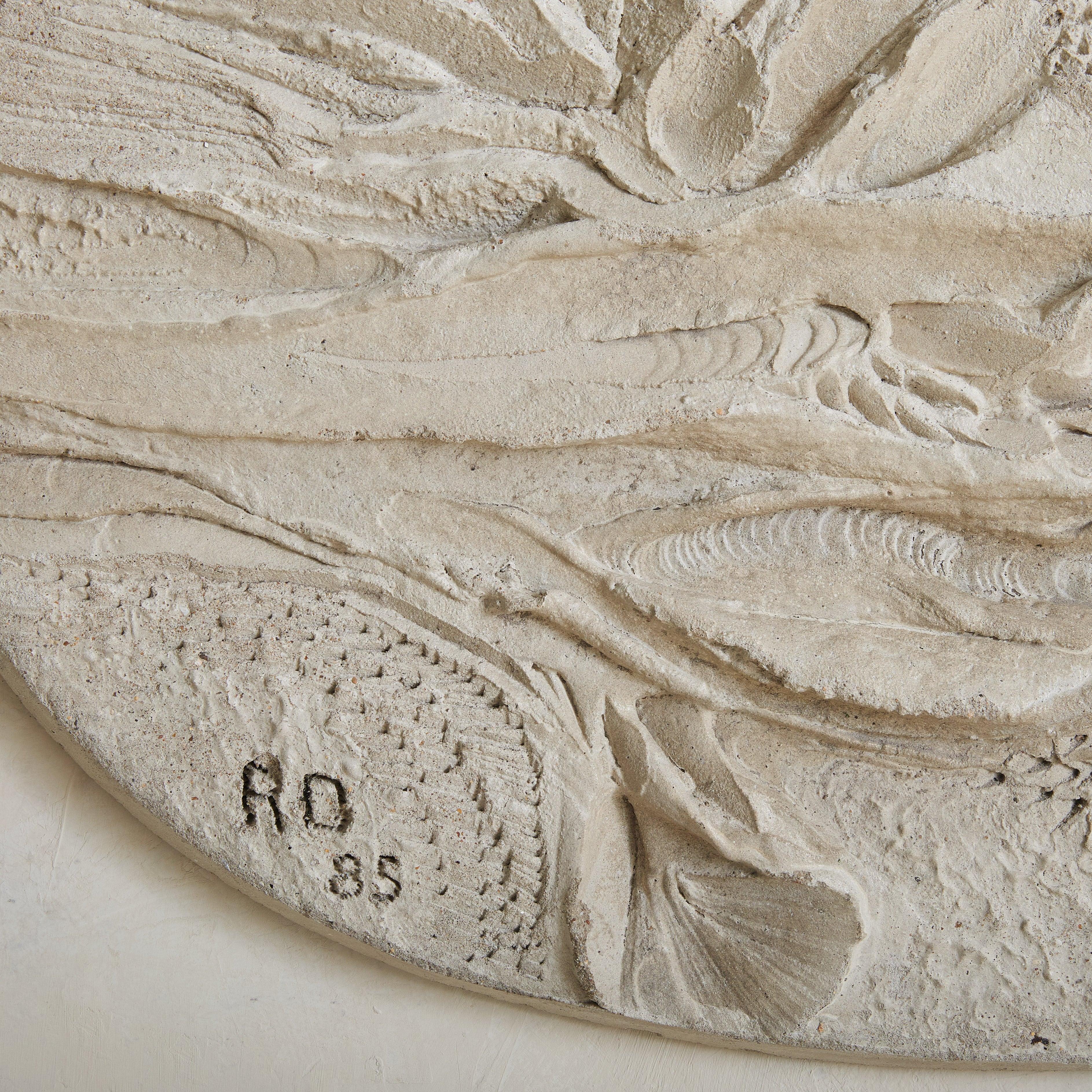 Mid-Century Modern Medium White Concrete Wall Sculpture by Roger Desserprit, 1985 For Sale