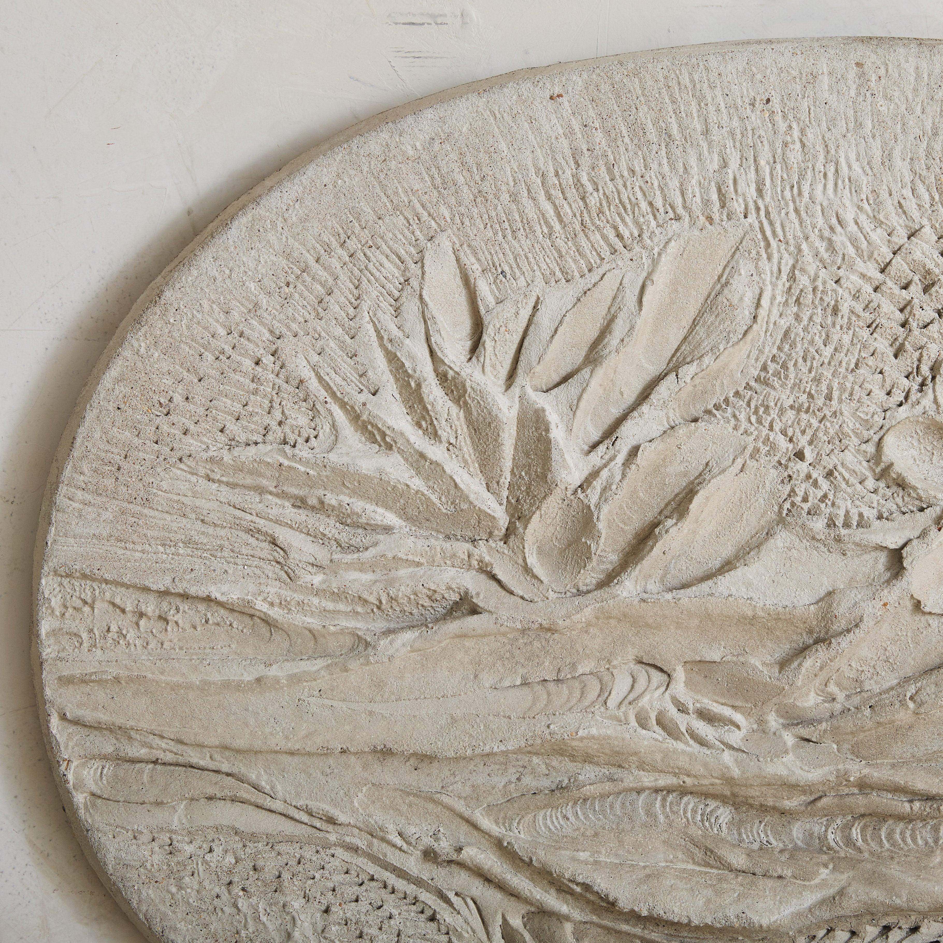 French Medium White Concrete Wall Sculpture by Roger Desserprit, 1985 For Sale