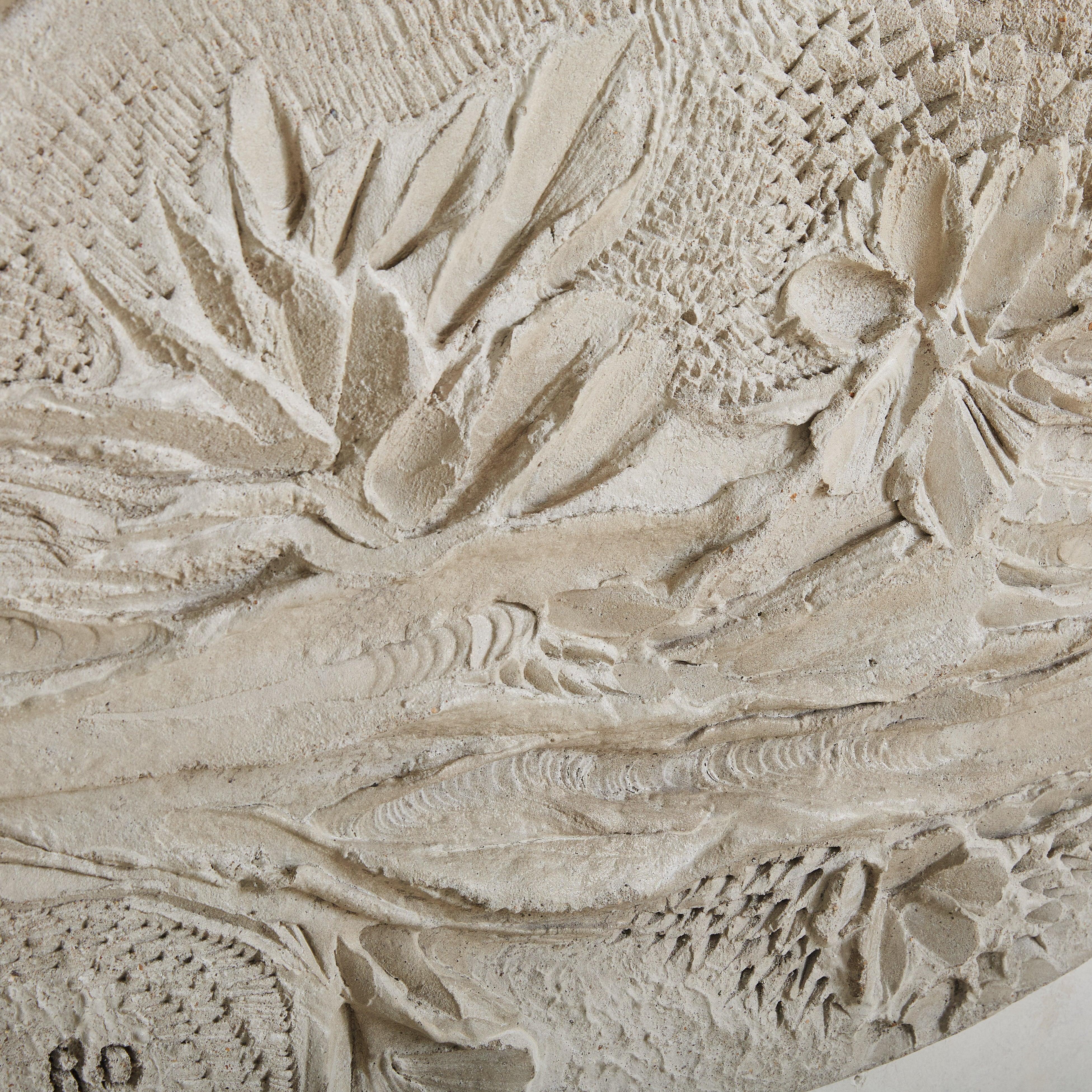 Medium White Concrete Wall Sculpture by Roger Desserprit, 1985 For Sale 3