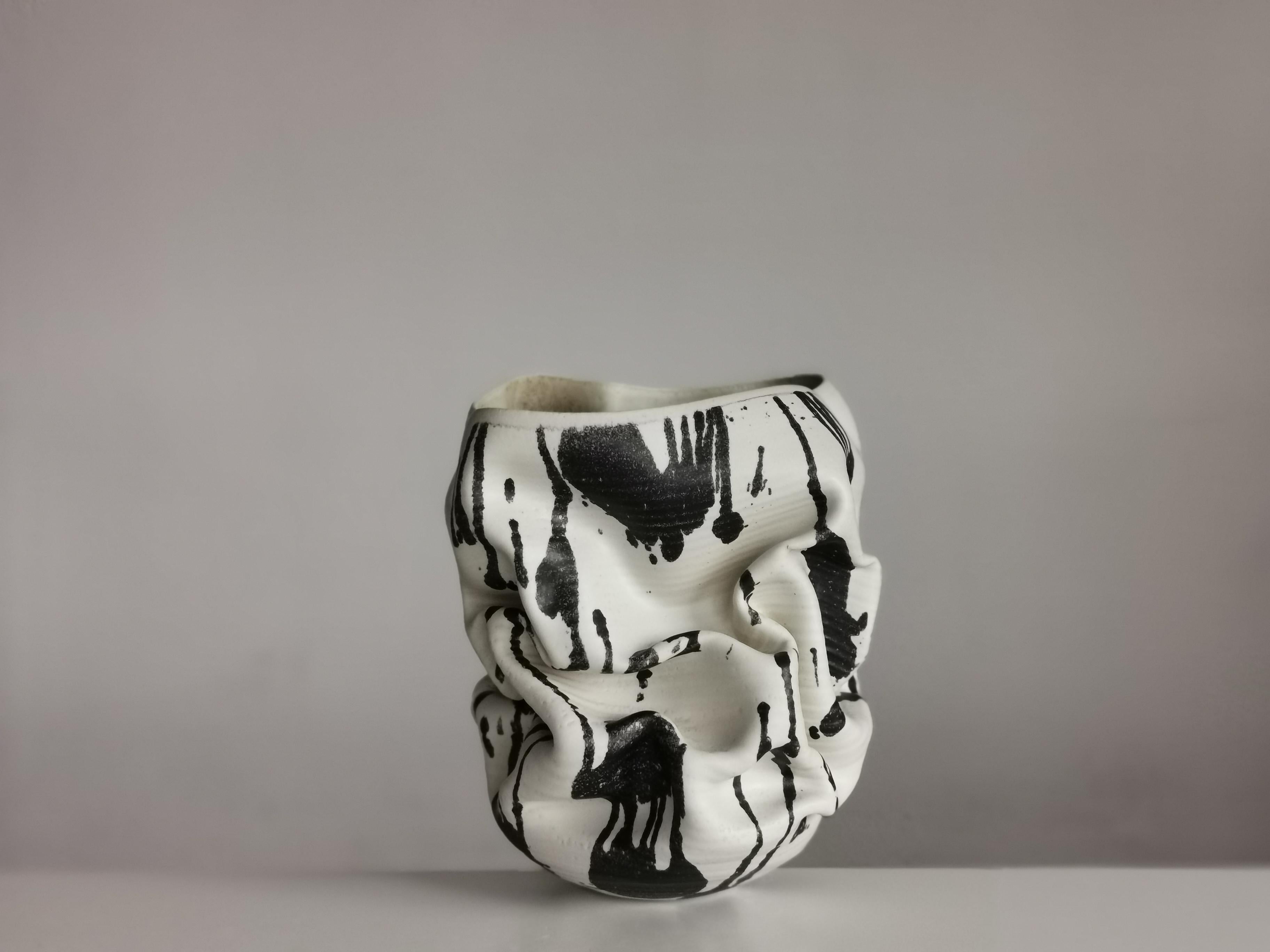 Medium White Dehydrated Form, Unique Ceramic Sculpture Vessel N.62 2