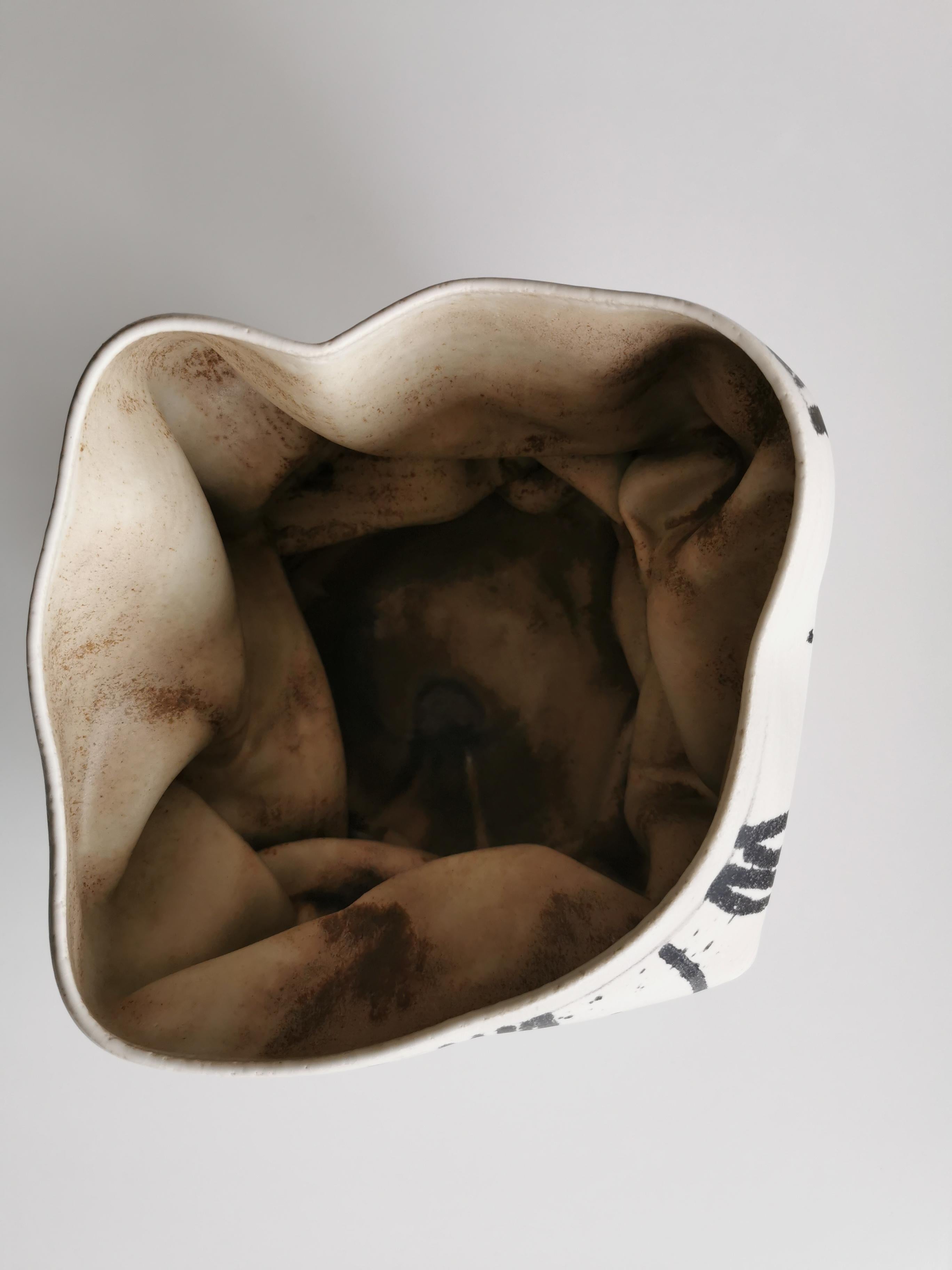 Medium White Dehydrated Form, Unique Ceramic Sculpture Vessel N.62 3