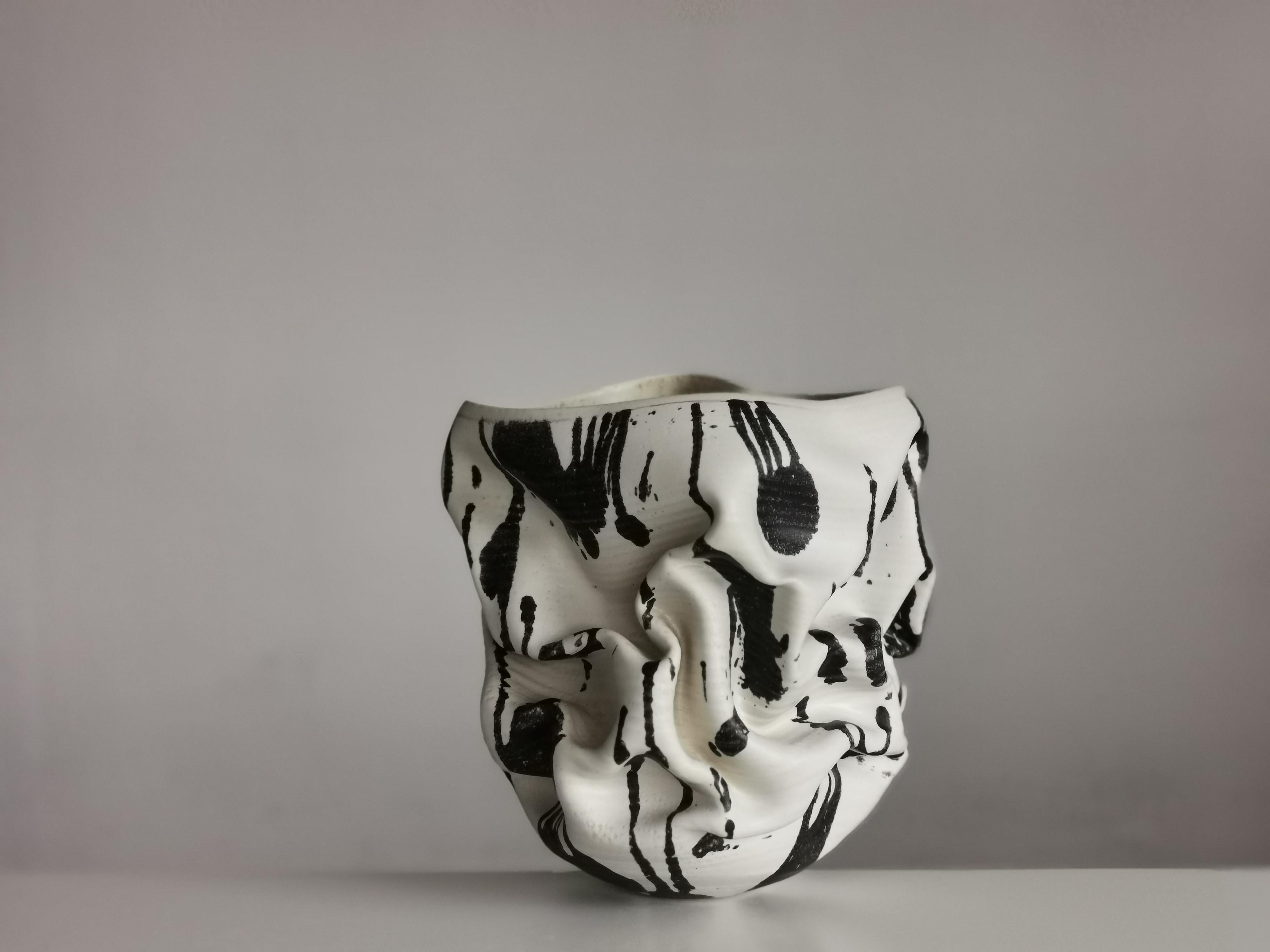 Organic Modern Medium White Dehydrated Form, Unique Ceramic Sculpture Vessel N.62
