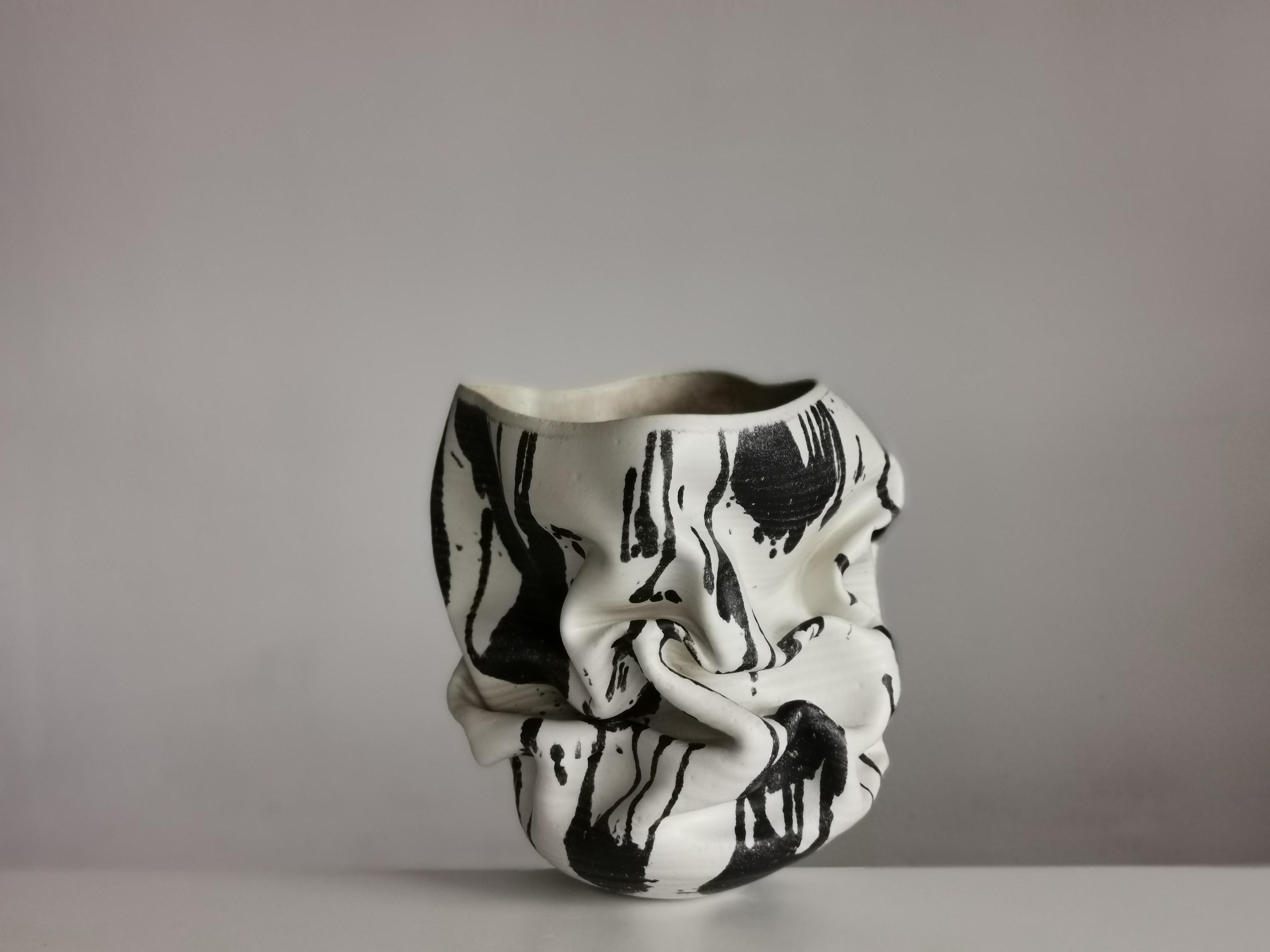 Medium White Dehydrated Form, Unique Ceramic Sculpture Vessel N.62 1