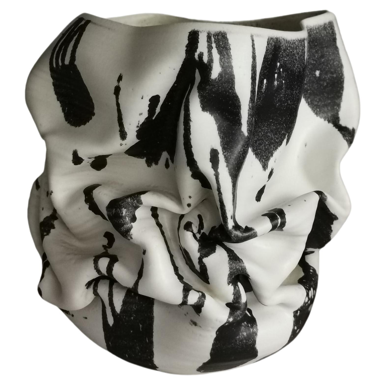 Medium White Dehydrated Form, Unique Ceramic Sculpture Vessel N.62