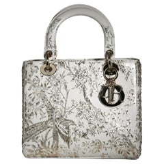 Medium White Embroidered Lady Dior
