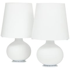Medium White Glass Table Lamp by Max Ingrand for Fontana Arte Model 1853, Italy