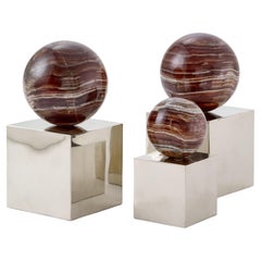 Medium & XL Bookends Salta, Onix Stone & Silver Alpaca