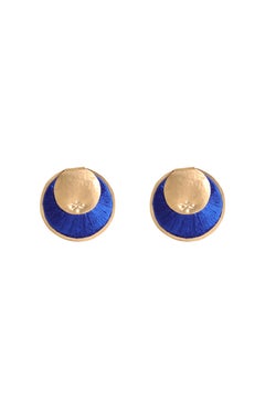Medium Yoko Earrings in Azure Silk & 24k Vermeil Gold by Katerina Makriyianni