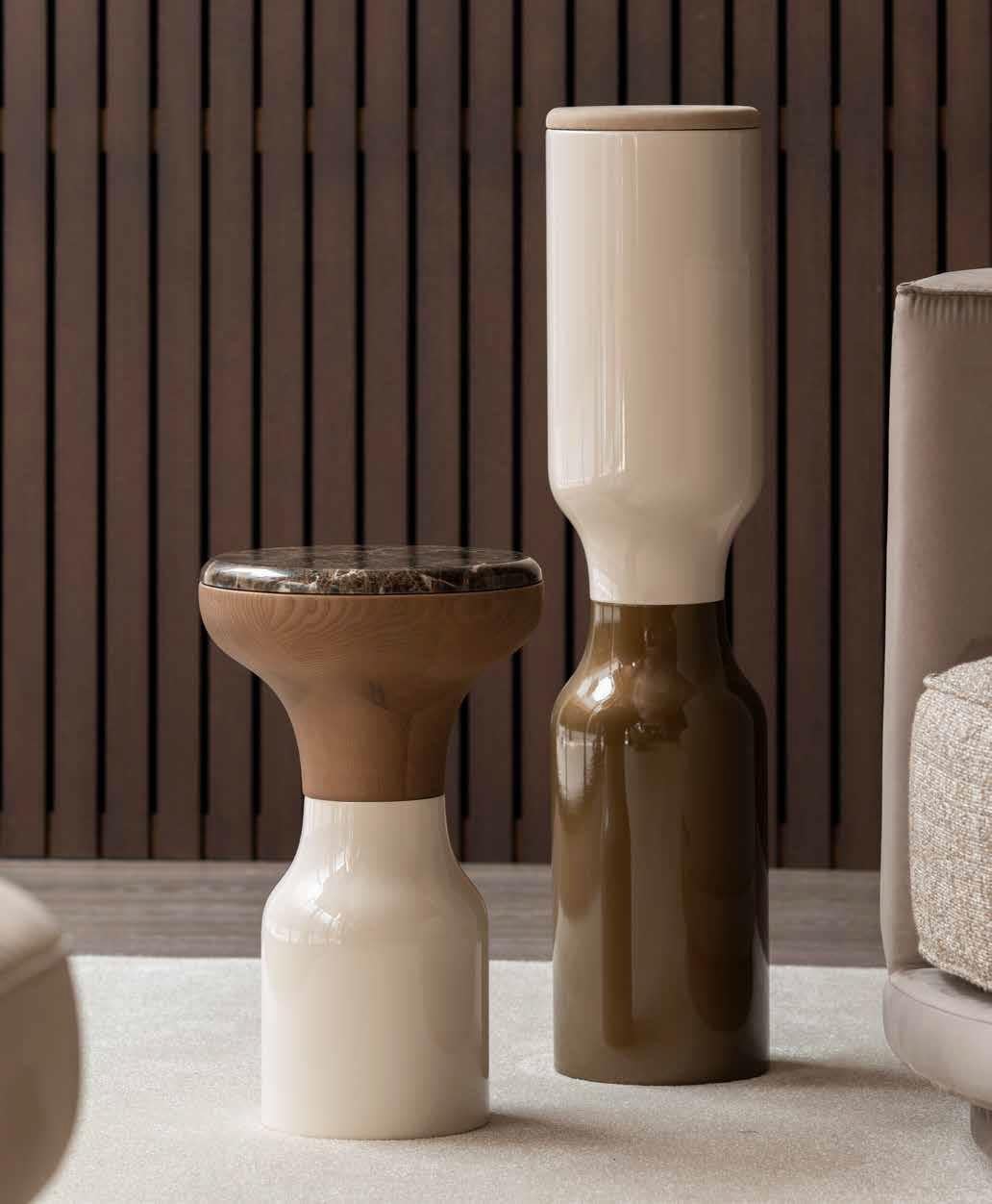 Medium Wood Turned Pedestal / Side Table Combined with Leather or