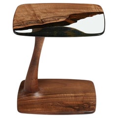 Medma C Walnut & Crystal Clear Resin End Side Table