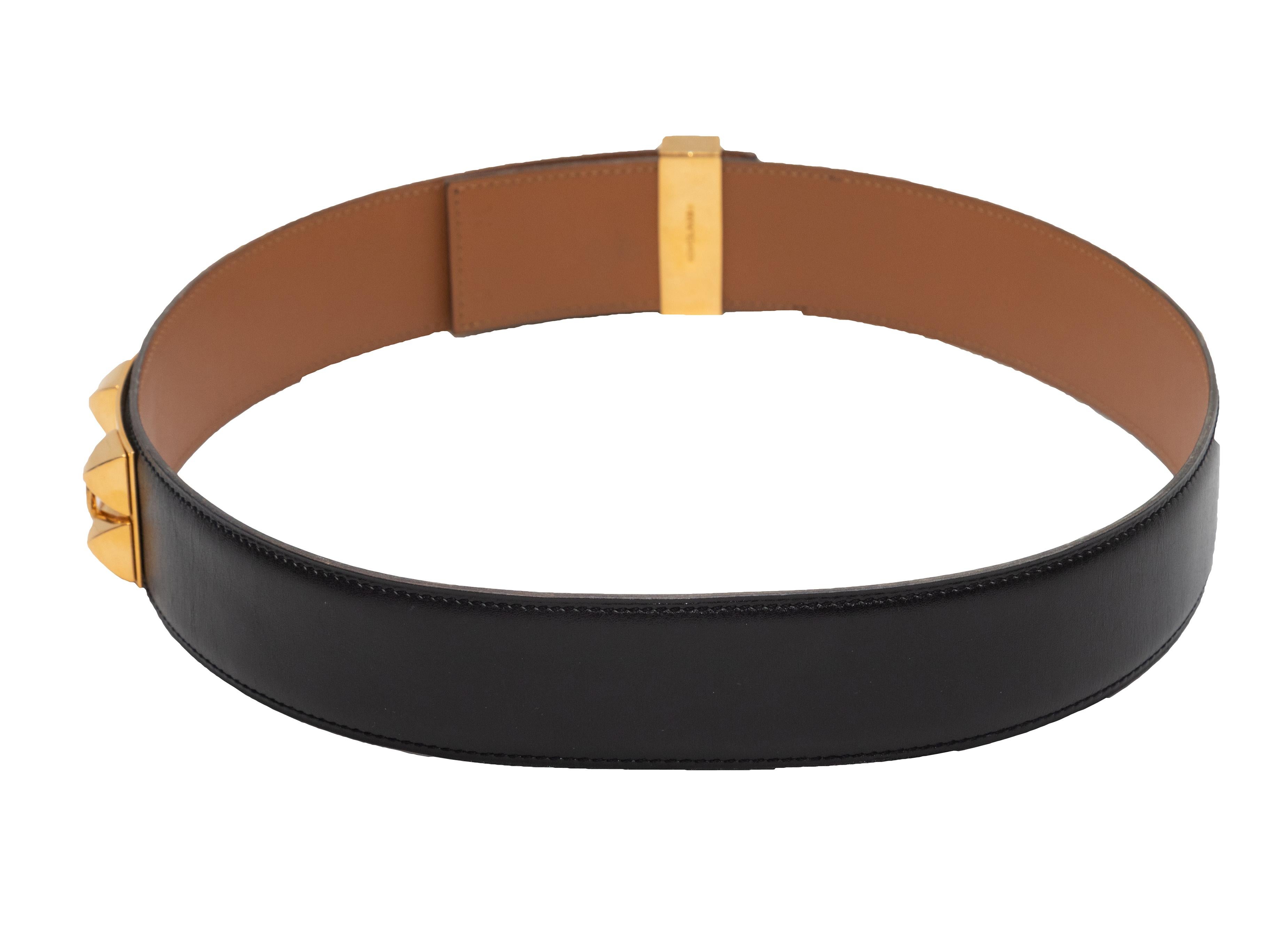 Brown Medor Black Hermes 1994 Studded Belt Size US XS For Sale
