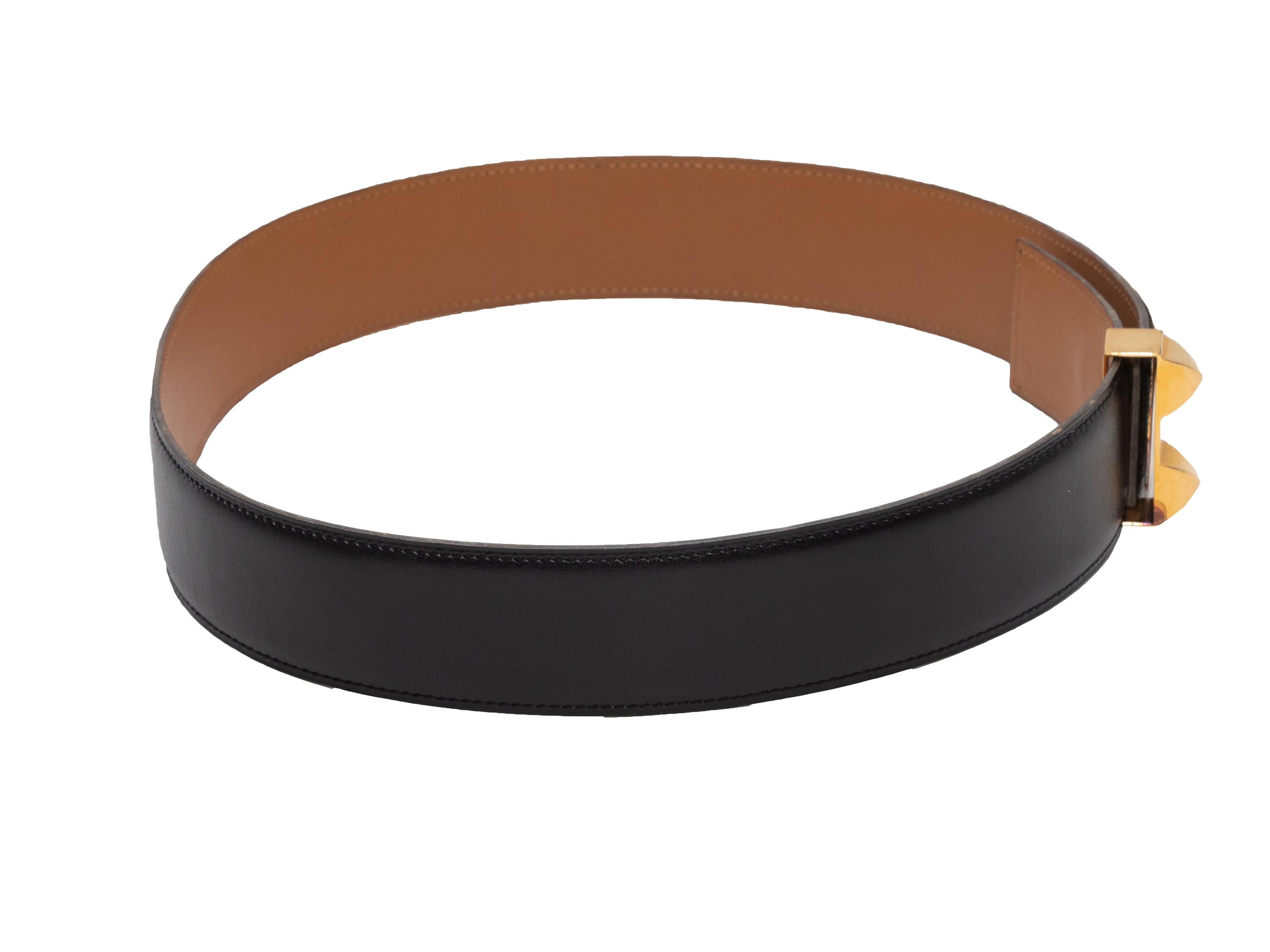 Medor Black Hermes 1994 Studded Belt Size US XS In Good Condition For Sale In New York, NY