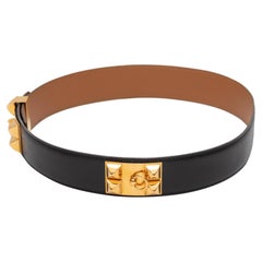 Medor Black Hermes 1994 Studded Belt Size US XS