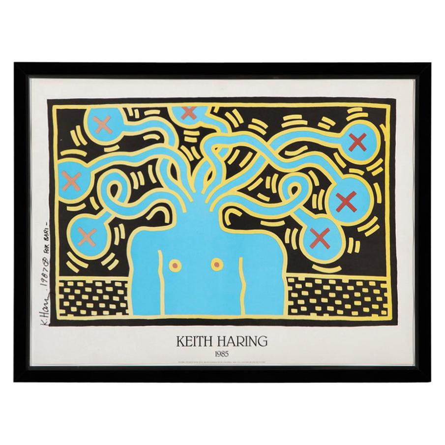 Medusa, 'after' Keith Haring, Offset Lithograph, Blue, Yellow and Black, Signed